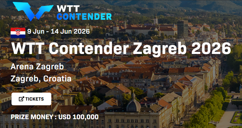 9 Jun - 14 Jun 2026 WTT Contender Zagreb 2026 Arena Zagreb Zagreb, Croatia