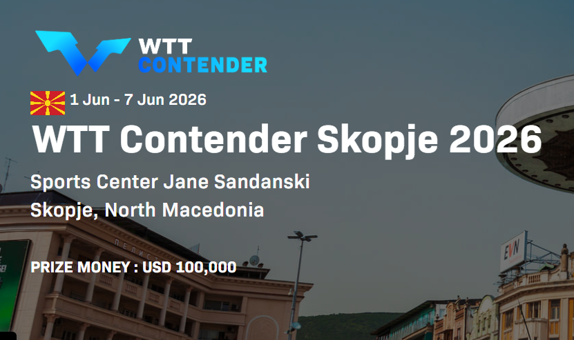1 Jun - 7 Jun 2026 WTT Contender Skopje 2026 Sports Center Jane Sandanski Skopje, North Macedonia